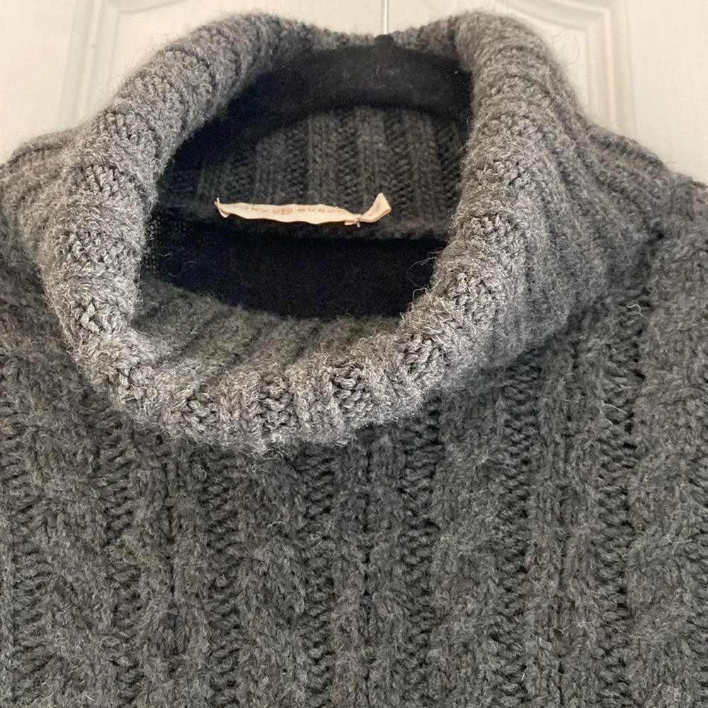 Tory Burch Alpaca Gretchen Mixed-Cable Knit Turtleneck Pullover Sweater Top